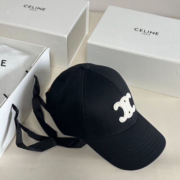 Celine Navy Cap with Cream Logo - Picture 3 of 6